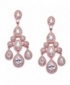 Mariell Gatsby Style Vintage 14KT Rose Gold Plated Wedding or Evening Cubic Zirconia Chandelier Earrings - CX17X0HXIRQ