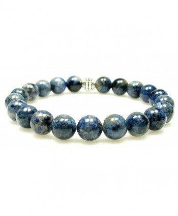 DUMORTIERITE 8mm Round Genuine Crystal Gemstone Beaded Bracelet on Elastic Cord - CN12O5M1D8B