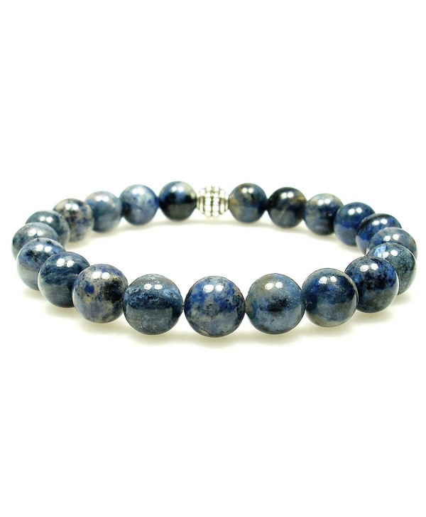 DUMORTIERITE 8mm Round Genuine Crystal Gemstone Beaded Bracelet on Elastic Cord - CN12O5M1D8B