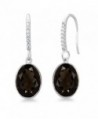 10.00 Ct Smokey Quartz 10X14MM Oval Sterling Silver Dangle Earrings - CG11JFDWFRL