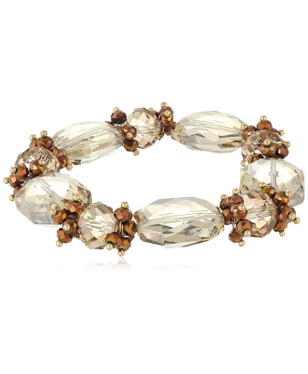 1928 Jewelry Light Topaz Color and Bronze Faceted Beaded Stretch Bracelet - Brown - CP12J4GZN0J