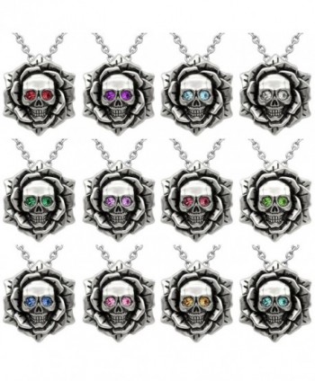 Skull Birthstone Necklace Swarovski Crystal in Women's Pendants