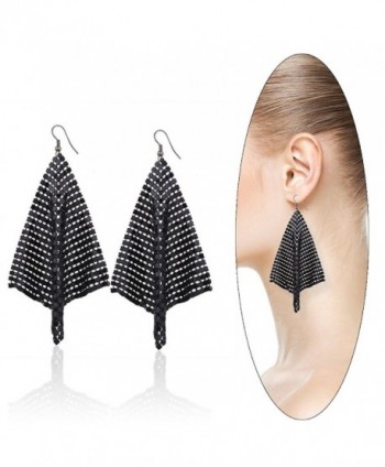 Eternity J. Women's Stylish Lightweight Sequin Mesh Dangle Earrings Hook Drop Earrings Fashion Jewelry - Black - CA185X4OCOZ