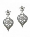 Sterling Silver Natural Marcasite Filigree Flower Leaf Stud Post Dangle Earrings - CC11QXX8TUD