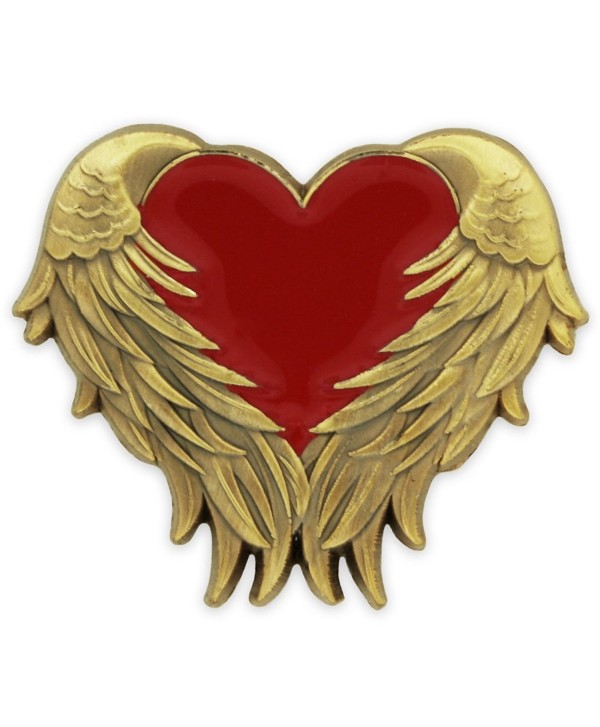 PinMart's Red Heart with Antique Gold Angel Wings Enamel Lapel Pin - CB11SN28JON