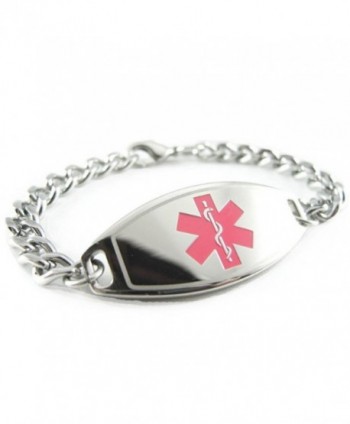 MyIDDr - Pre-Engraved & Customized Warfarin Alert Medical Bracelet- Pink - CA119IJRJXH