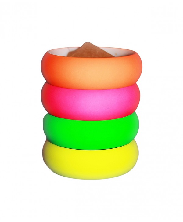 Neon Nation 4 Pack 1980s Style Costume Bracelets 1" Soft Bangles - CC12NRMBLC0