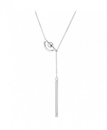 OSIANA Y Necklace- Womens Titanium Stainless Steel with CZ Crystal Necklace in Gift Box - Moon Chain-02silver - CQ17YU48I7M