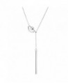 OSIANA Y Necklace- Womens Titanium Stainless Steel with CZ Crystal Necklace in Gift Box - Moon Chain-02silver - CQ17YU48I7M