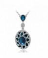 Kemstone Silver Sapphire Cubic Zirconia Pendant Necklace Women Fashion Jewelry- 19.67" - C312HLRIYAN