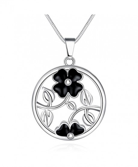 Tobert Women's 18K Silver Plated Oil Drip Good Luck Four Leaf Clover Pendant Necklace - CO185K0Y8S2