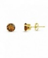 Round 5mm Coffee Brown CZ Stud Earrings (1.58 cttw) Sterling Silver- 14k Yellow or Rose Goldplate - CJ11KKCGUTZ