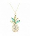 Lux Accessories Gold Tone Crystal Green Rhinestone PIneapple Pendant Necklace - CD183S53KRN