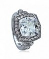 Sterling Silver Hexagon CZ Vintage Style Halo Cocktail Ring ( Size 5 to 9 ) - C0120FSW4UH