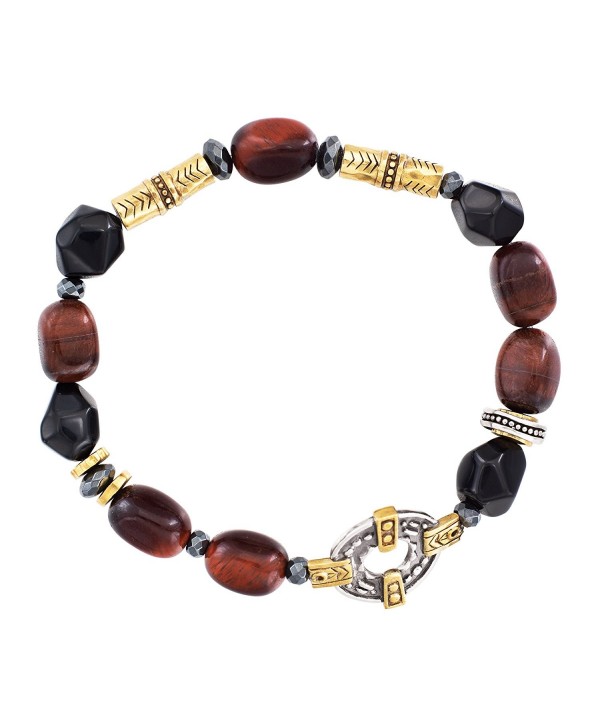 Silpada 'Fired Up' Sterling Silver- Brass- Agate- Hematite- and tiger's Eye Stretch Bracelet- 6.75" - C512N0DUOY1