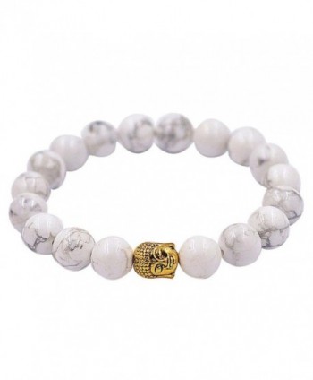 Malloom Tibet Buddha Bracelet Elastic White Rammel Beaded Charm Bracelets - CN12D54NSW1