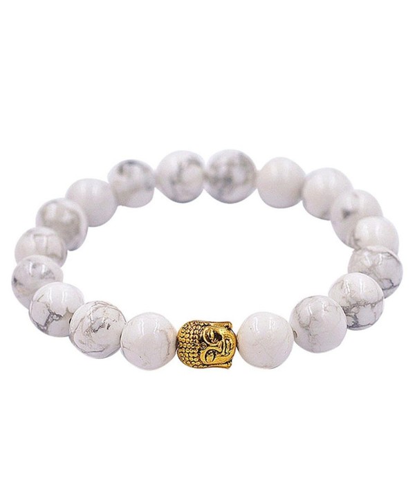 Malloom Tibet Buddha Bracelet Elastic White Rammel Beaded Charm Bracelets - CN12D54NSW1