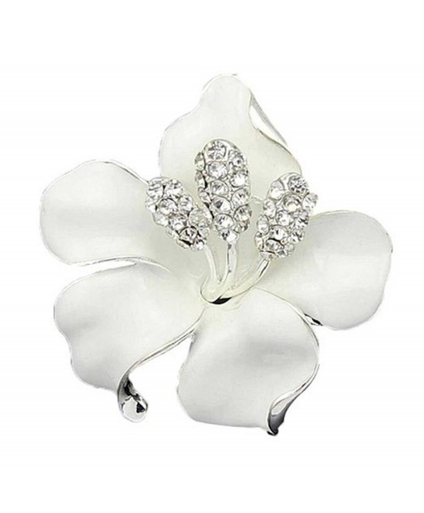 SANWOOD Lily Rose Crystal Rhinestone Breastpin Broach Pins Bridal Wedding Brooch (White) - C117YTENX9I