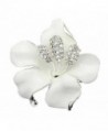 SANWOOD Lily Rose Crystal Rhinestone Breastpin Broach Pins Bridal Wedding Brooch (White) - C117YTENX9I