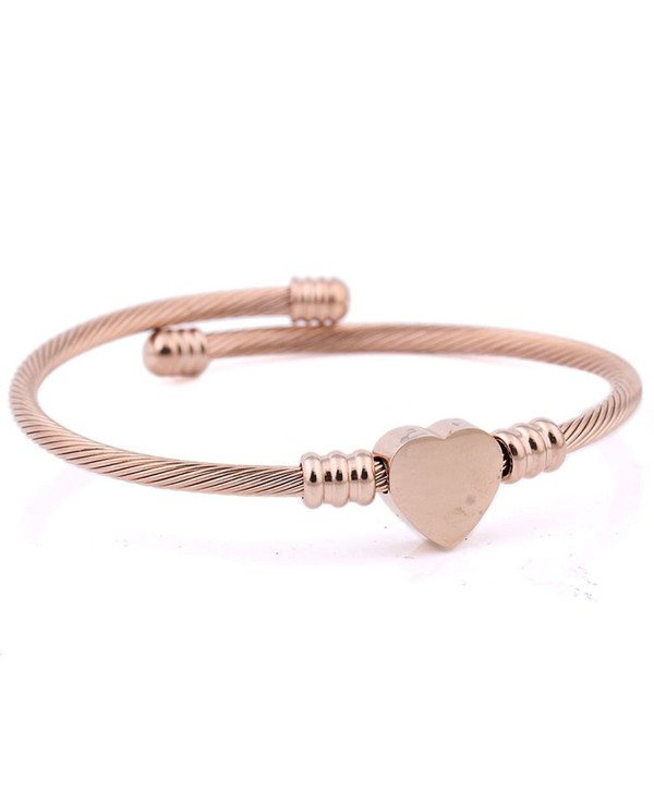RoseSummer Titanium Shaped Bracelet Twisted - Rose Gold - CG18649KMZ4