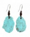 Bohemian Reconstituted Dangle Turquoise Earrings with Handmade Genuine Leather Knot Gypsy Jewelry - CG12O2AEKWD