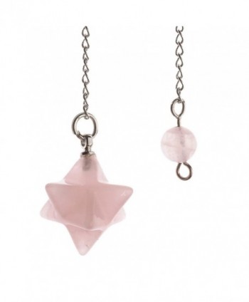 JOVIVI Natural Gemstones Merkaba Star Healing Crystal Pendulum Reiki Pointed Chakra Pendant - Rose Quartz - CY12LXTHRHH