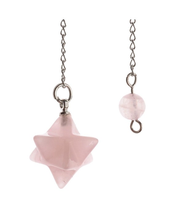 JOVIVI Natural Gemstones Merkaba Star Healing Crystal Pendulum Reiki Pointed Chakra Pendant - Rose Quartz - CY12LXTHRHH