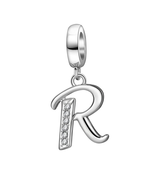 Silver Bangle with Letter R Charm