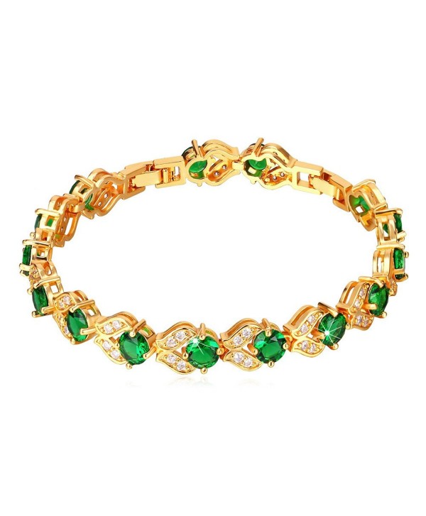 Birthstone Emerald Crystal Bracelet Plated - Green-18K Gold Plated - CT125LN9N0P