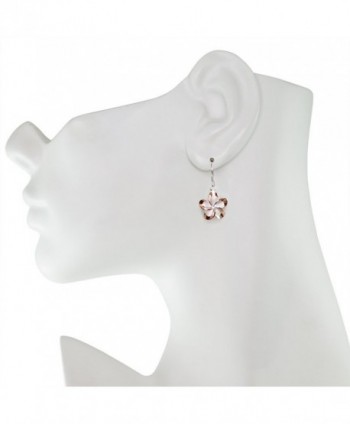 Sterling Silver Plated Plumeria Earrings in Women's Drop & Dangle Earrings