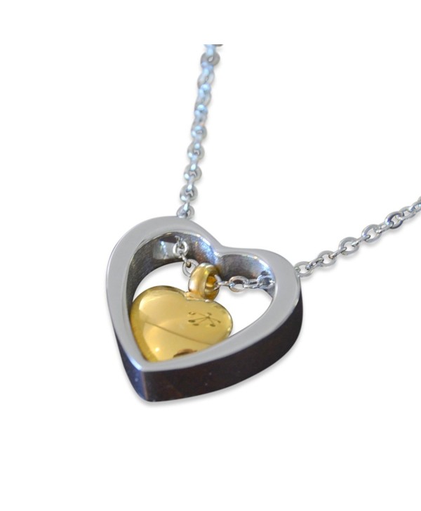Silver Stainless Steel Heart Within Heart Cremation Necklace Jewelry Pendant Keepsake Urn Necklace - CJ11XJOSBKH