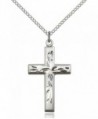 Women's Sterling Silver Hand Etched Cross Pendant + 18 Inch Sterling Silver Chain - C9119PYGLT3