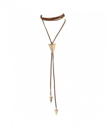 Lux Accessories Goldtone Brown Suede Wrap Arrowhead Choker Lariat Necklace - CA17XXKEAZ9