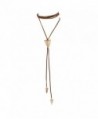 Lux Accessories Goldtone Brown Suede Wrap Arrowhead Choker Lariat Necklace - CA17XXKEAZ9