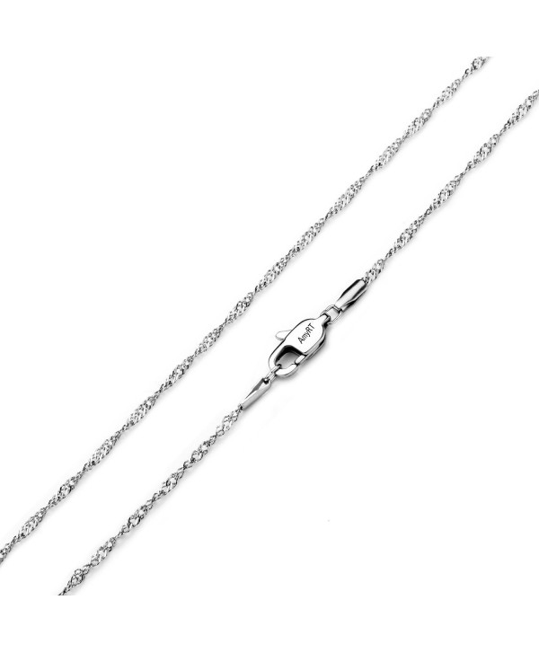 AmyRT Jewelry 2mm Titanium Steel Singapore Chain Silver Necklaces for Women 18" - 30" - CP128SMAEB7