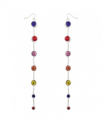 Lux Accessories SilverTon Multicolor Imitation Birthstone Circle Dangle Earrings - C7183S3QDM2