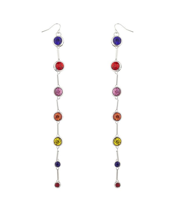 Lux Accessories SilverTon Multicolor Imitation Birthstone Circle Dangle Earrings - C7183S3QDM2