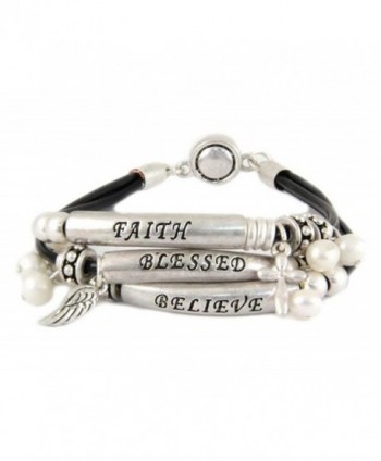 4030740 Faith Believe Blessed Strand Bracelet Beaded Knotted Cord Wrap - C811CPTM5QN