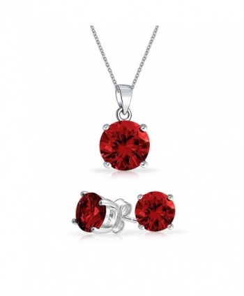 Bling Jewelry Simulated Garnet CZ Set 7mm Sterling Silver Stud Set - CD121PR6GOH