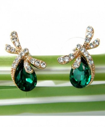 Navachi Pear shaped Crystal Dragonfly Earrings