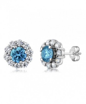 4.00 Ct Round Swiss Blue Topaz Gemstone Birthstone 925 Sterling Silver Stud Earrings - C311Q6FFPL9