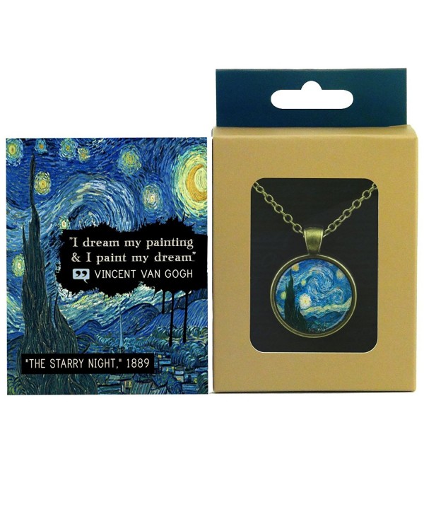 The Starry Night by Van Gogh - Pendant in Quote Box - "I dream my painting & I paint my dream." - CA12O2QETPE