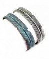 Silver or Copper / Patina Feather Cuff Fashion Bracelet from the WYO-HORSE Jewelry Collection - Silver - C2185LN828H
