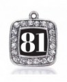 Inspired Silver Number 81 Loose Square Charm with Crystal Rhinestones - CZ128V21M25