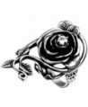 Flongo Womens Ladies Gothic Stainless Steel Rose Flower Vine Band Ring - C811ZY8H9UJ