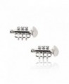 Spinningdaisy Silver Plated Pave Cubic Musical Instrument Earrings (Trumpet) - CI110VGK947