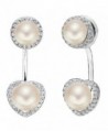 EleQueen 925 Sterling Silver CZ AAA Button Cream Freshwater Cultured Pearl Bridal Modern Ear Jacket Drop Earrings - CR12BIQ9QJR