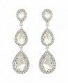 EleQueen Women's Silver-tone Austrian Crystal Tear Drop Pear Shape Long Earrings - Clear - CK11XTE1AE5