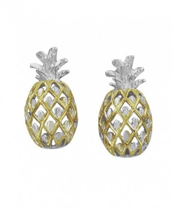 Sterling Silver with 14kt Yellow Gold Plated Accents Pineapple Stud Earrings - CA1152JQQ5T