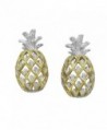 Sterling Silver with 14kt Yellow Gold Plated Accents Pineapple Stud Earrings - CA1152JQQ5T